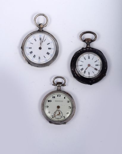 Three silver collar watches of which one...