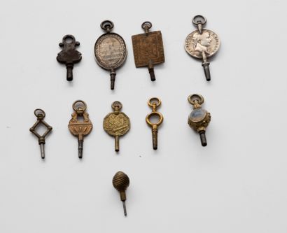 Ten various keys (set with stone, plates...