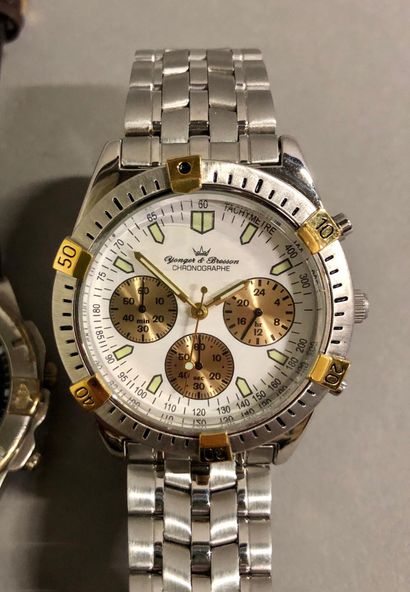 null REMOVED FROM THE SALE One Yonger Bresson chronograph and two quartz men's w...