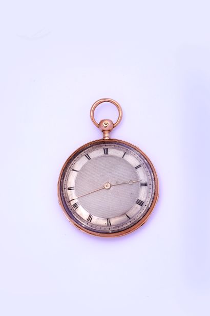 Gold quarter-repeating cylinder watch with...