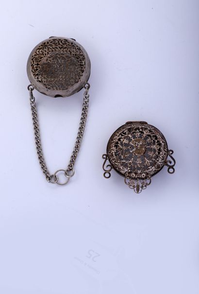 Two double cases or watch guards with openwork...
