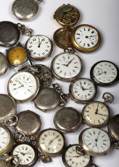 null Thirty-five collar watches, twenty-two of which are silver, 19th century and...