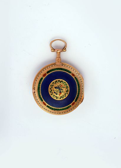 null Enameled gold verge watch signed 'Courieult à Paris N° 836', circa 1780.

White...