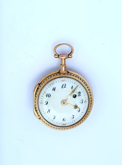 Enameled gold verge watch signed 'Courieult...