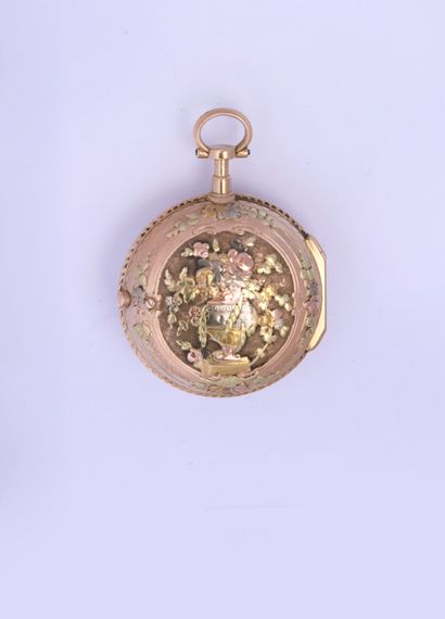 null Three-color gold verge watch signed (movement) 'Jacquot à Dijon', mid-18th century....