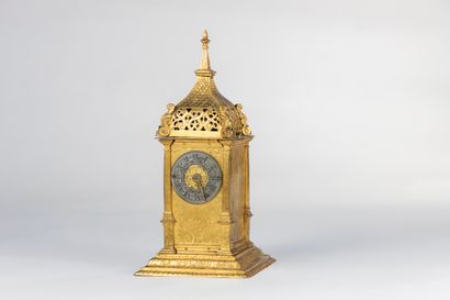  Tower or turmchenuhr table clock with hour chimes, southern Germany, ca. 1580. 
Front:...