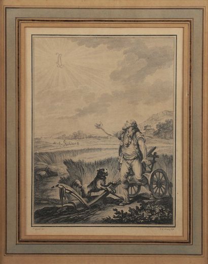  Gravure par Yves Marie LE GOUAZ (1742-1816) d’après Saint Quentin 
Le laboureur...
