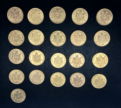 null FRANCE

Lot de 21 pièces de 20 F OR NAPOLEON III TETE LAUREE ( 1 DE 1862 / 3...