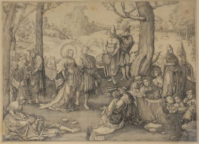  Copie d’après Lucas van Leyden 
la danse de Sainte Marie Madeleine 1517 
Gravure...