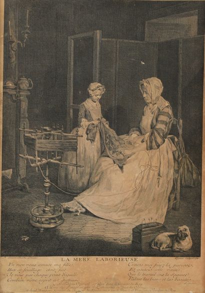  Par Lépicier (1740) d’après Siméon CHARDIN 
La mère laborieuse 
Gravure à l’eau-forte...
