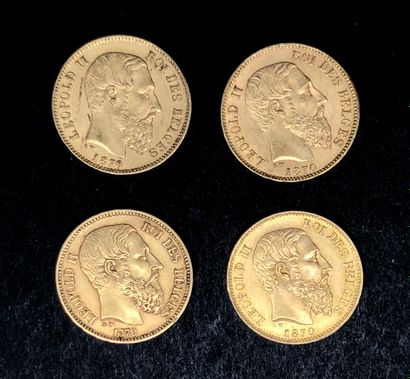 null "BELGIQUE

4 pièces de 20F. Or Léopold II (1835 - 1909), 1870"