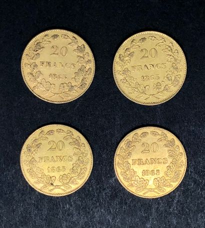 null "BELGIQUE

4 pièces de 20F. Or Léopold Premier (1790 - 1865), 1865"