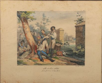  Ensemble de cinq lithographies couleur d’après Horace VERNET (1789-1863) gravées...