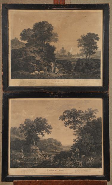  Suite de quatre gravures par William WOOLLETT (1735-1785) 
- Apollon et les saisons...