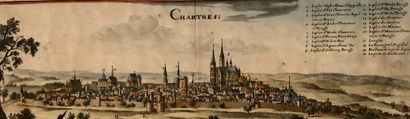 null - GRAVURE SUR BOIS rehaussée à la couleur

 « Vue d’une ville fortifiée » 

...