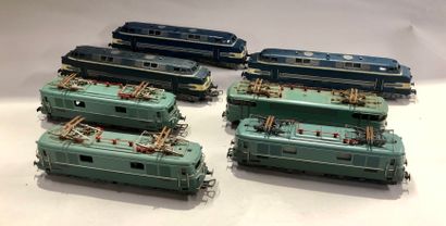 null VB - HO 

Lot de 7 locomotives : 3 motrices électriques BB9001 vertes dont une...