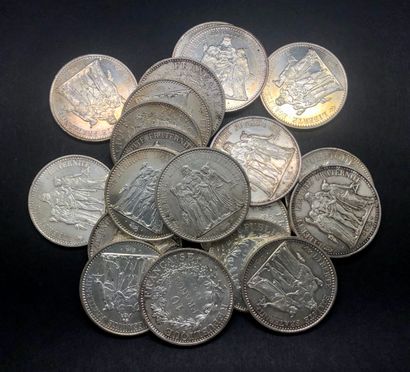 null Lot de 21 pièces 10 Francs Hercule Argent, environ 525 g