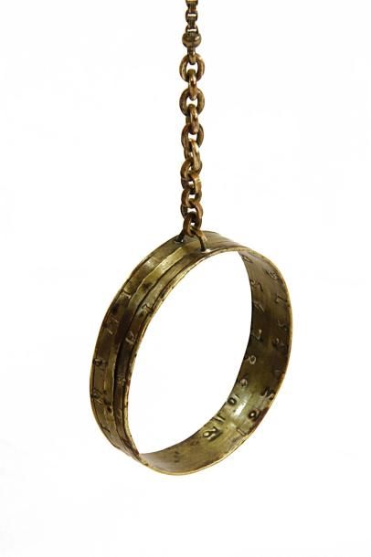null CADRAN PORTATIF en forme d'anneau, laiton, XVIIIe siècle. D. 4.3 cm.