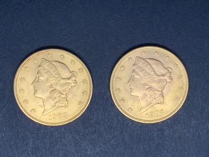 null USA

Lot de 2 pièces de 20 DOLLARS OR, 1903 et 1904