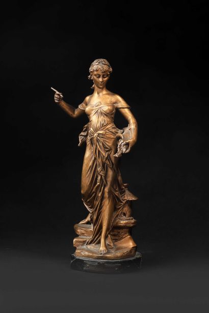  Edouard DROUOT (1859-1845) 
Mutualité 
Sculpture en bronze à patine médaille, reposant...
