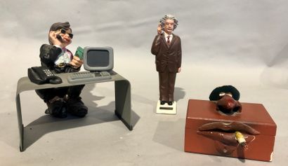 null Un lot comprenant : diverses figurines humoristiques en résine dont Einstein...