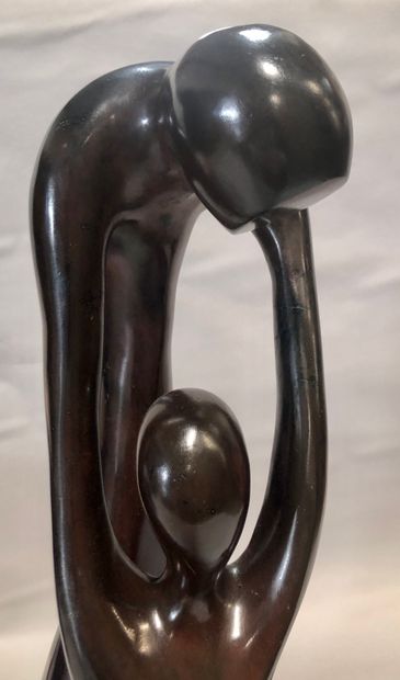  Xavier ALVAREZ (né en 1949) 
Le couple ou Le regard 
Sculpture en bronze à patine...