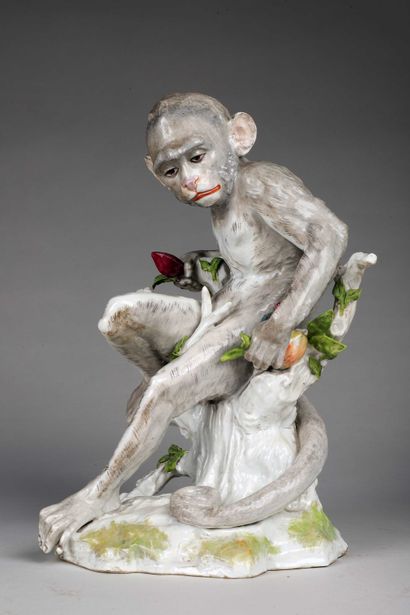 null 
Statuette en porcelaine polychrome de Samson

Singe assis sur une souche tenant...