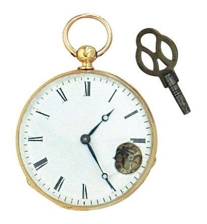 null Montre à ancre-détente en or marquée 'Chronomètre N° 364', vers 1860. Cadran...
