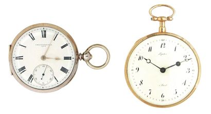 null Montre à ancre en argent signée 'London Patent Chronometer N° 1576', vers 1860....