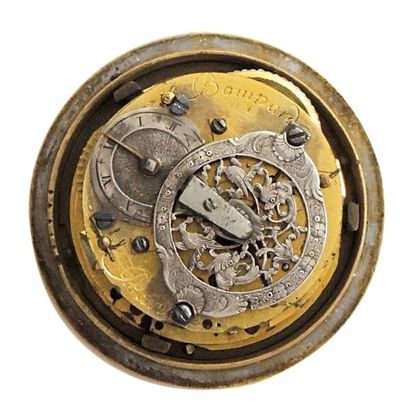 null Mouvement d'une montre à verge signé 'Bompard à Paris vers 1715' avec l'échappement...