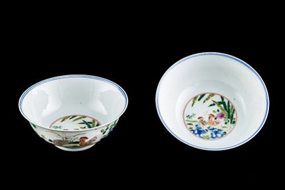 Pair of porcelain and famille rose enamels...