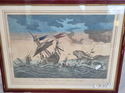 null "La Mer agitée et naufrage de plusieurs vaisseaux

A Paris chez Daumont

Estampe...