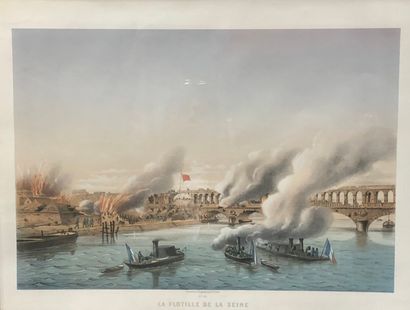 null La flotille de la Seine forçant l'entrée de Paris à la Barricade du Point-du-jour...