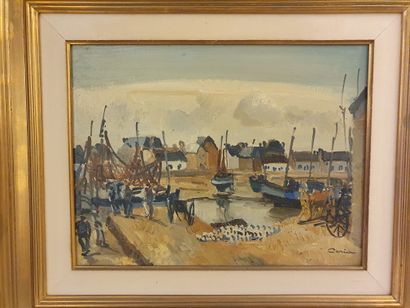  Edmond CERIA (1884 - 1955) 
Le port à marée basse en pays Bigouden 
Huile sur toile,...