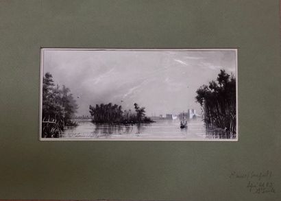 null Ecole du XIXème siècle 

Paysage du Sénégal 

Gouache sur papier annotée "Saint-Louis"...