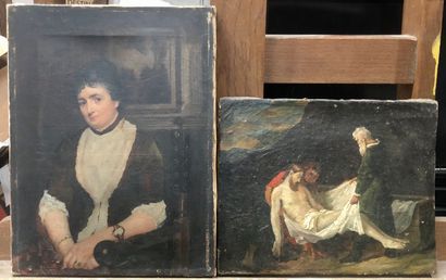 null TABLEAUX 

Lot de deux huiles sur toile du XIXème siècle : 

- Portrait de femme...