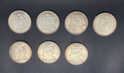  FRANCE 
7 pièces de 10 Francs en argent : 6 de 1970, la dernière de 1972 
Poids...