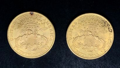  ETATS-UNIS / USA 
2 pièces de 20 DOLLARS OR, Libert-, type St GAUDENS, 1904 
(Poids:...