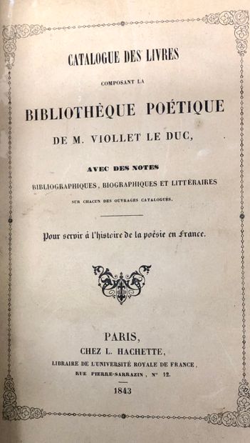 CATALOGUE de la bibliothèque poétique Viollet...