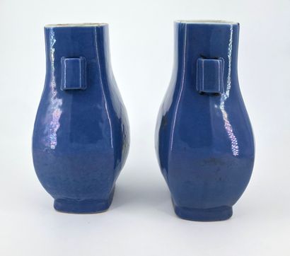 null Chine, XIXe siècle,



Paire de vases de forme hu, en porcelaine émaillée bleu...