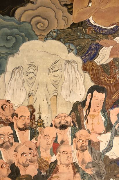 null Japon, XVIIIe siècle,



Encre et couleurs sur soie représentant le bouddha...