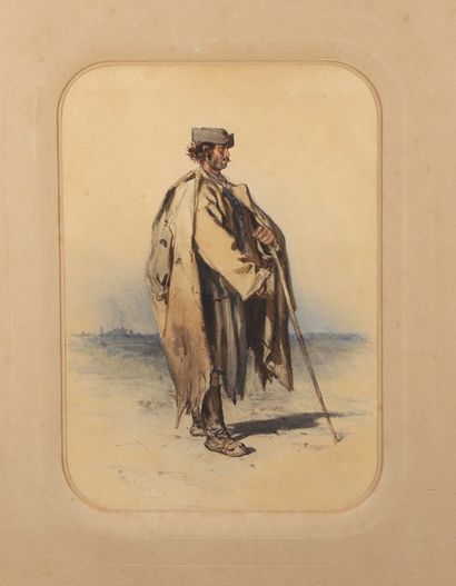 null August Ritter fon PETTENKOFEN (1822 - 1889) 

Homme à la pipe et Homme au bâton...