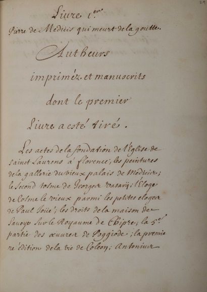 null [Manuscrit]. [VARILLAS (Antoine)]. Les anecdotes de Florence ou l’Histoire secrette...