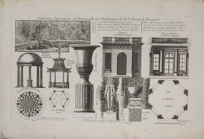 null [Gardens]. LE ROUGE (Georges-Louis). Set of 257 engraved plates belonging to...