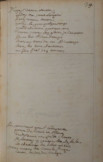 null [Manuscrit]. [Curiosa]. [Chanson]. Recueil manuscrit de chansons légères. XVIIIe...