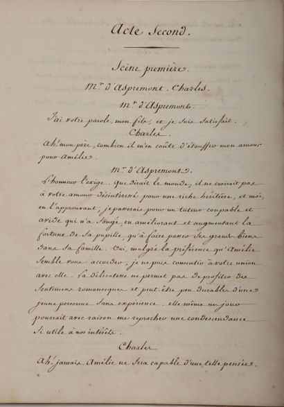 null [Manuscript]. [DUVAL (Alexandre)]. The Prince Troubadour. [Paris, ca. 1813]....