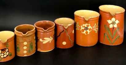 null ART POPULAIRE- SAVOIE ( et Alsace?)
Ensemble de six pots en céramique émaillée...