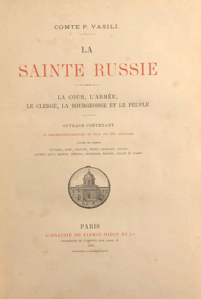 null HISTOIRE ET GEOGRAPHIE 
Lot de 4 livres : 
- VASILI (Comte P.), La Sainte Russie,...