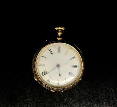 null Montre de col, boîtier et cache-poussière en or jaune 18K 750°/°°, (cache poussière...