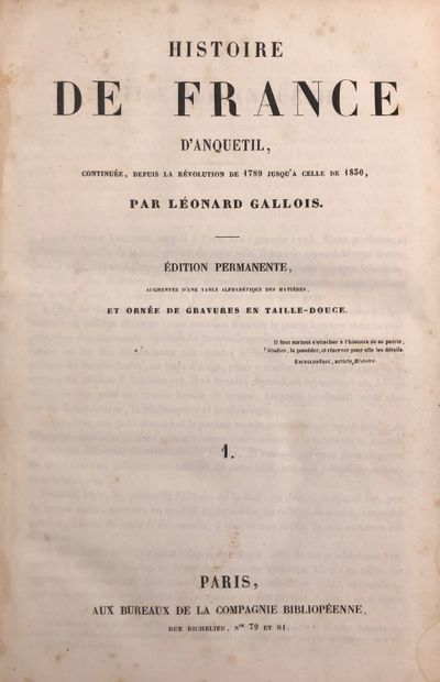 null GALLOIS (Léonard)
Histoire de France d'Anquetil continuée depuis la Révolution...